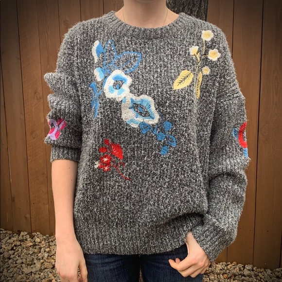 Woven Heart Sweaters - Woven Heart Embroidered Oversized Sweater